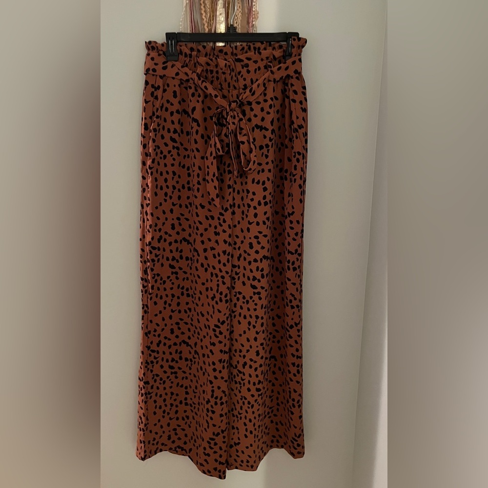 Leopard Print Wide-Leg Pants